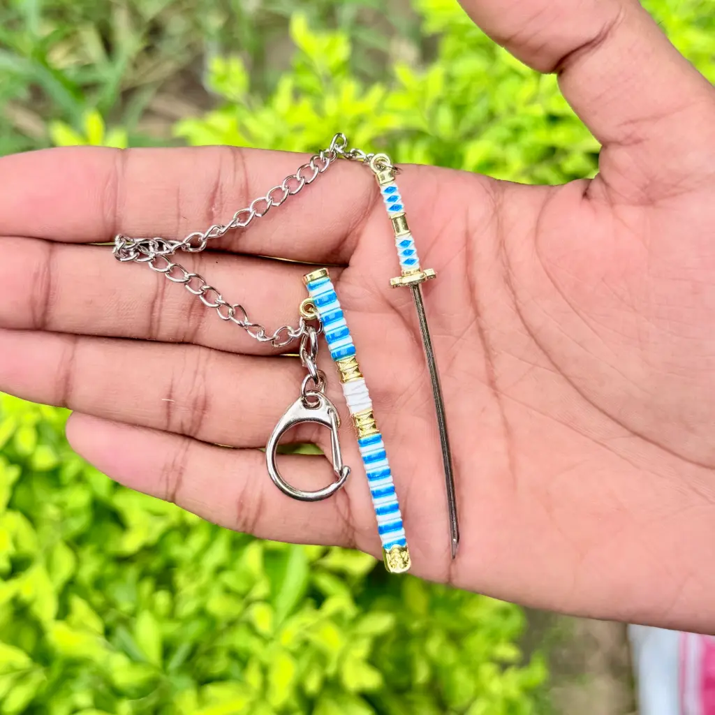 Mini-Katana Keychain Full-Metal with Button – 9cm