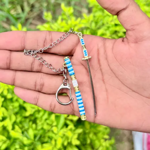 Mini-Katana Keychain Full-Metal with Button – 9cm