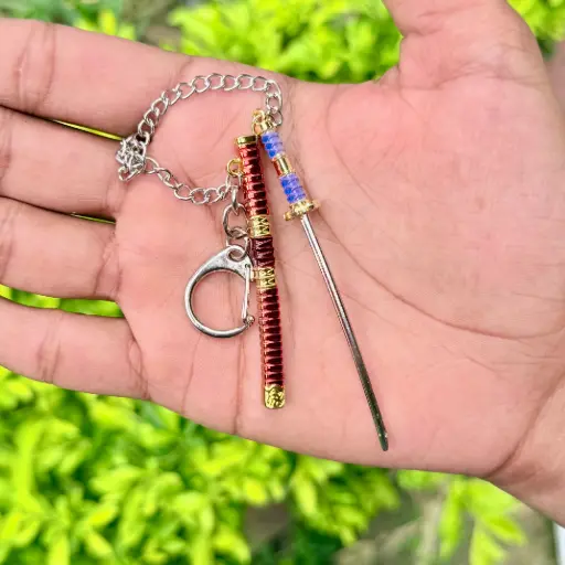Mini-Katana Keychain Full-Metal with Button – 9cm