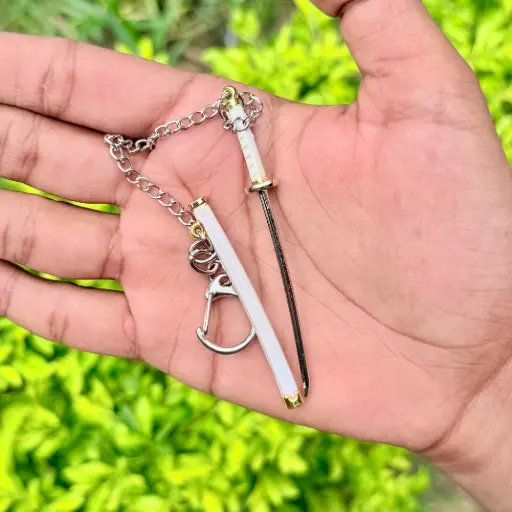 Mini-Katana Keychain Full-Metal with Button – 9cm