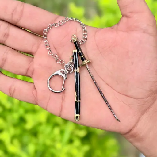 Mini-Katana Keychain Full-Metal with Button – 9cm