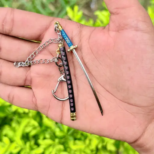 Mini-Katana Keychain Full-Metal with Button – 9cm